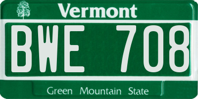 VT license plate BWE708