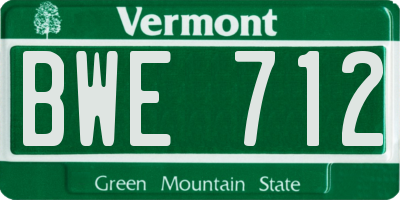 VT license plate BWE712