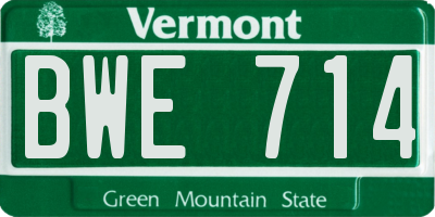 VT license plate BWE714