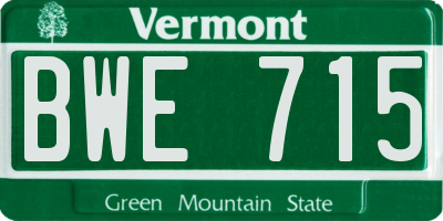 VT license plate BWE715