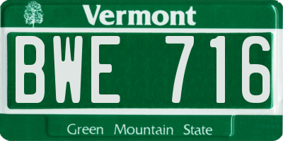 VT license plate BWE716
