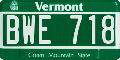 VT license plate BWE718