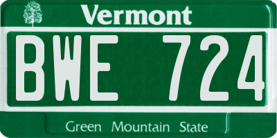 VT license plate BWE724