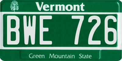 VT license plate BWE726