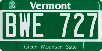 VT license plate BWE727