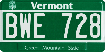 VT license plate BWE728