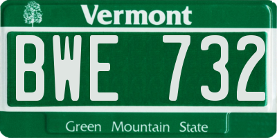 VT license plate BWE732