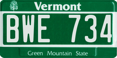 VT license plate BWE734