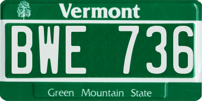 VT license plate BWE736