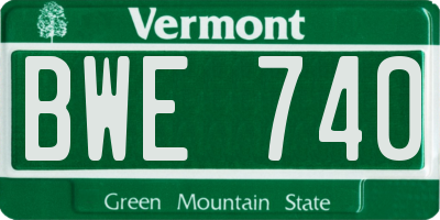 VT license plate BWE740