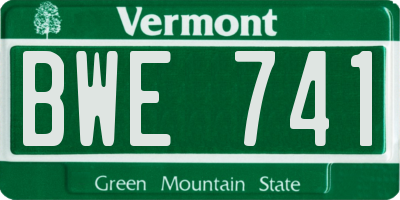 VT license plate BWE741