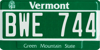 VT license plate BWE744