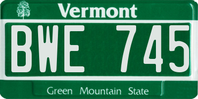 VT license plate BWE745