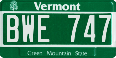 VT license plate BWE747