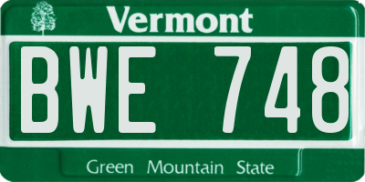 VT license plate BWE748