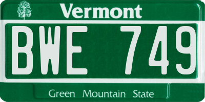 VT license plate BWE749