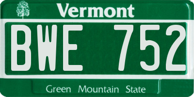 VT license plate BWE752