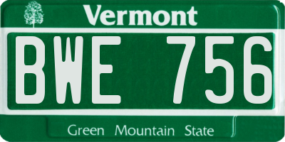 VT license plate BWE756