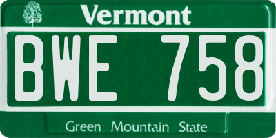 VT license plate BWE758