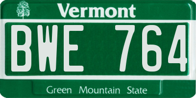 VT license plate BWE764