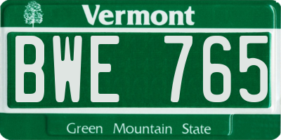 VT license plate BWE765