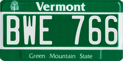 VT license plate BWE766