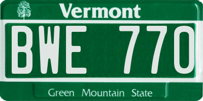 VT license plate BWE770