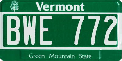 VT license plate BWE772