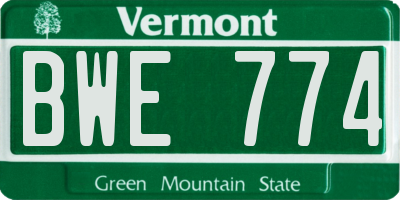 VT license plate BWE774