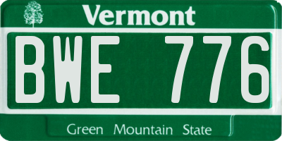 VT license plate BWE776