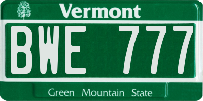 VT license plate BWE777