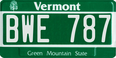 VT license plate BWE787