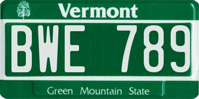 VT license plate BWE789