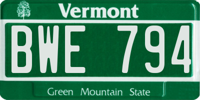 VT license plate BWE794