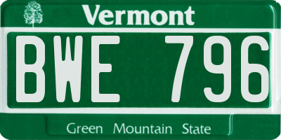 VT license plate BWE796