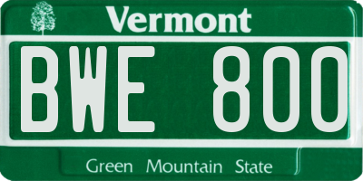 VT license plate BWE800