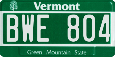 VT license plate BWE804