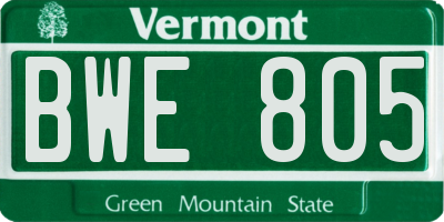 VT license plate BWE805