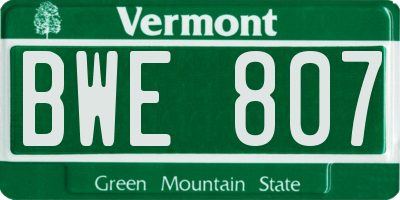 VT license plate BWE807