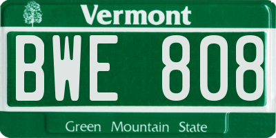 VT license plate BWE808