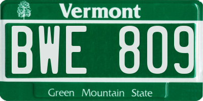 VT license plate BWE809