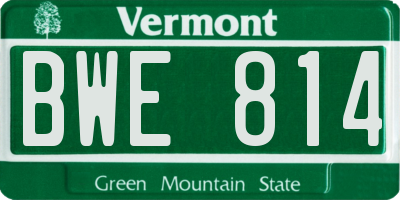 VT license plate BWE814