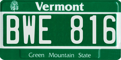 VT license plate BWE816