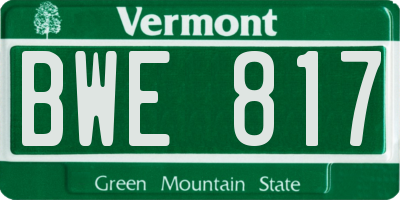 VT license plate BWE817