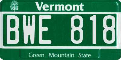 VT license plate BWE818