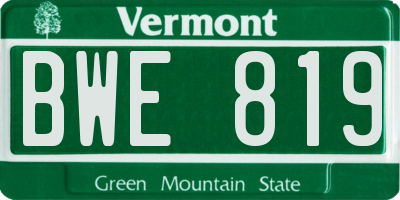 VT license plate BWE819