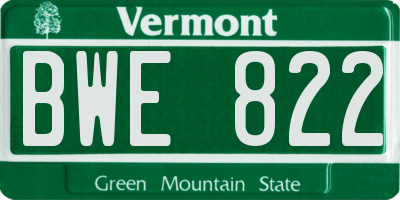 VT license plate BWE822