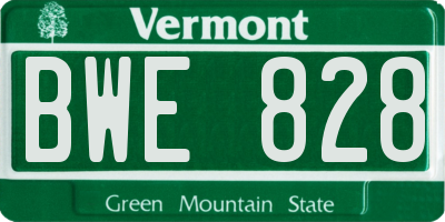 VT license plate BWE828