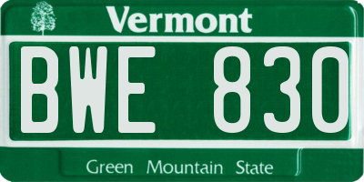 VT license plate BWE830