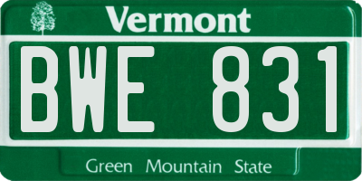 VT license plate BWE831